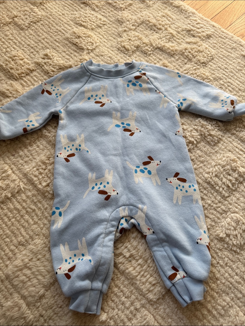 Old Navy Light Blue Puppy Print One-Piece Footie